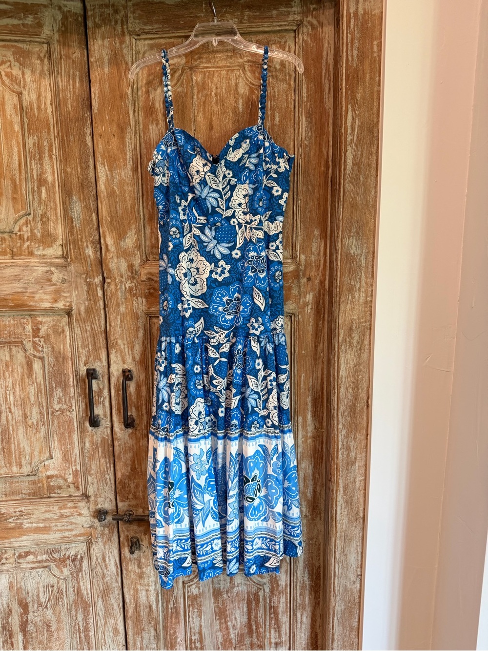 Farm Rio blue & white floral Maxi dress size Large - Picture 5 of 7